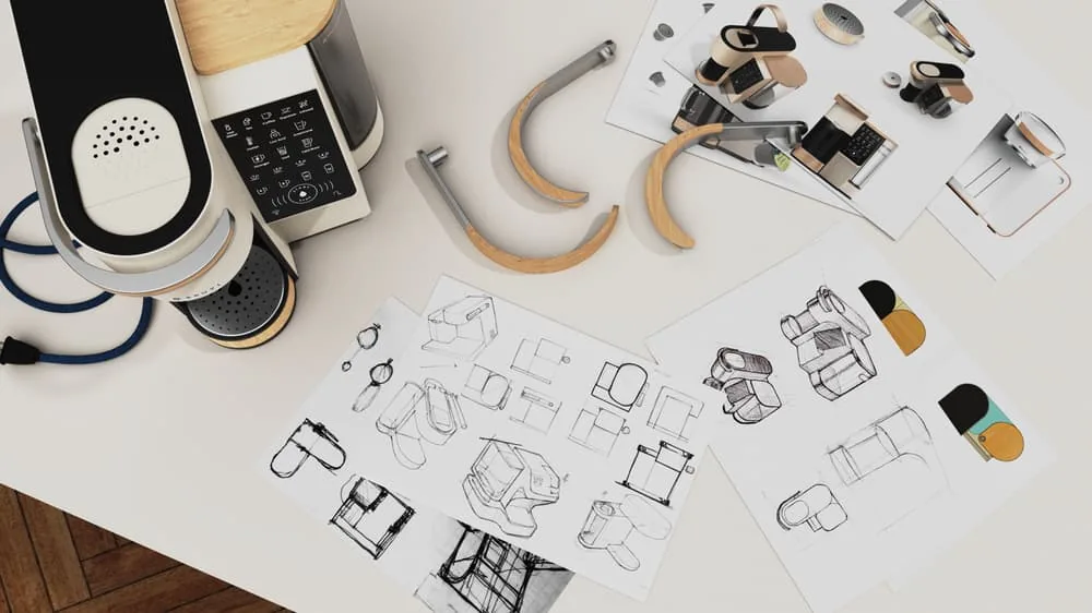 From freehand sketches and cardboard models through to manufacturing